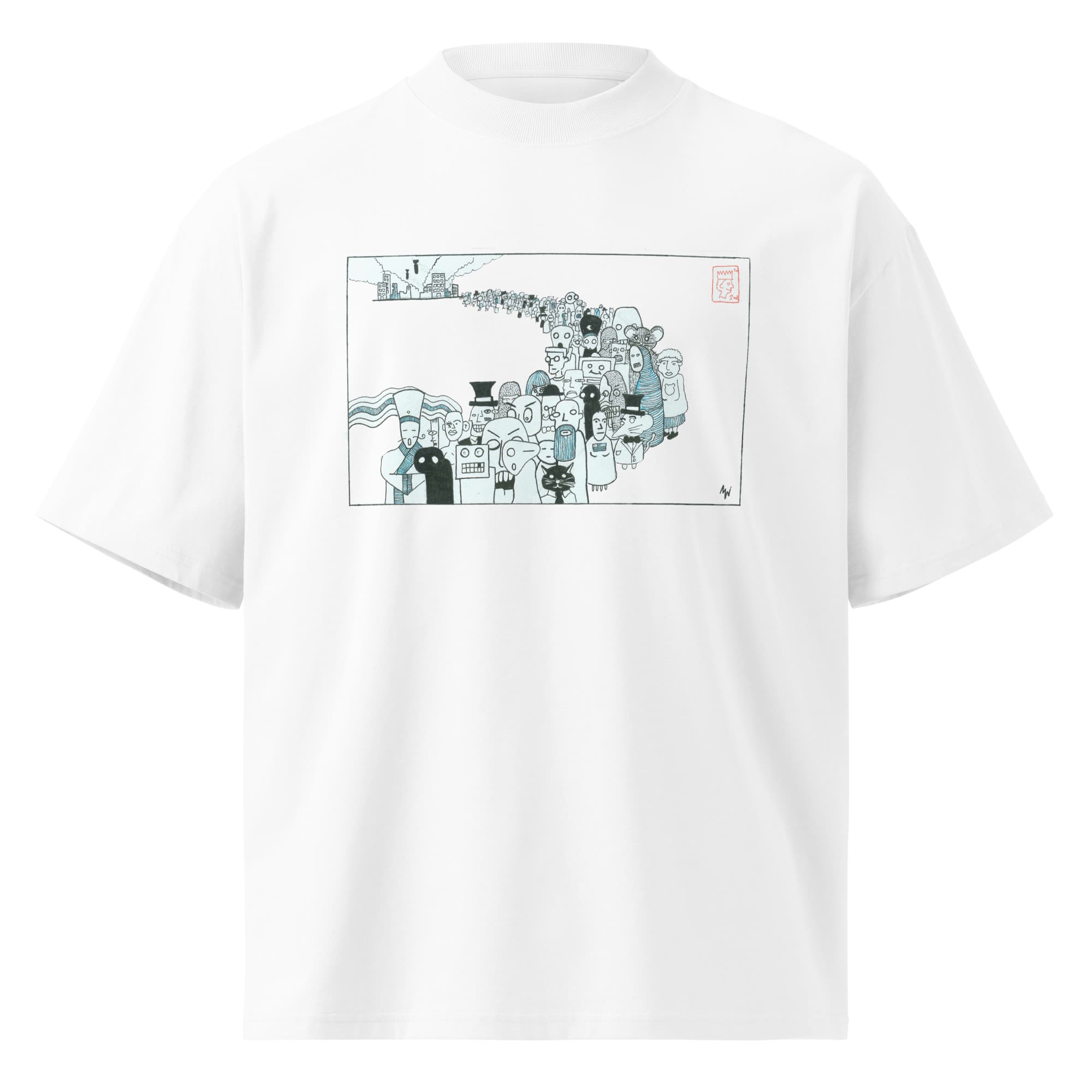 Unisex organic oversized high neck t-shirt